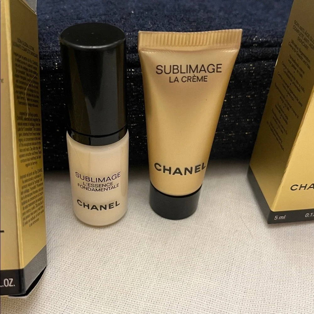 Chanel Navy Cosmetic Bag with Sublimage Skincare